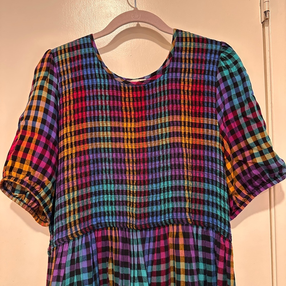 Multicolor Checkered Midi Dress
